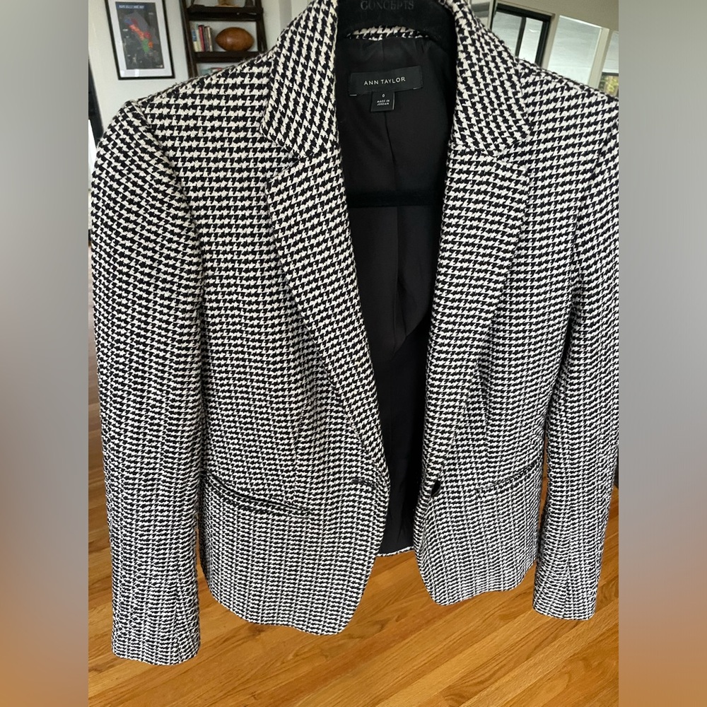 Ann Taylor houndstooth blazer jacket size 0